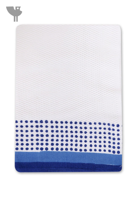Handloom Cotton Hand Towel With Block Print Border